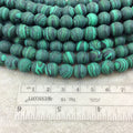 10mm Synthetic Malachite (Manmade) Matte Finish Round/Ball Shape Beads with 2.5mm Holes - 7.75" Strand (Approx. 20 Beads) - LARGE HOLE BEADS
