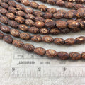 8mm x 12mm Natural Brown Eye Design Rice/Oval Shaped Tibetan Agate Beads - 15" Strand (Approximately 32 Beads) - Semi-Precious Gemstone