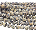 10mm Glossy Finish Natural Dalmatian Jasper Round/Ball Shaped Beads with 2mm Holes - 7.75" Strand (Approx. 19 Beads) - LARGE HOLE BEADS