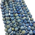 10mm Matte Finish Premium Light Blue/Gold Druzy Agate Round/Ball Shaped Beads with 1mm Holes - Sold by 15.5" Strands (Approx. 40 Beads)