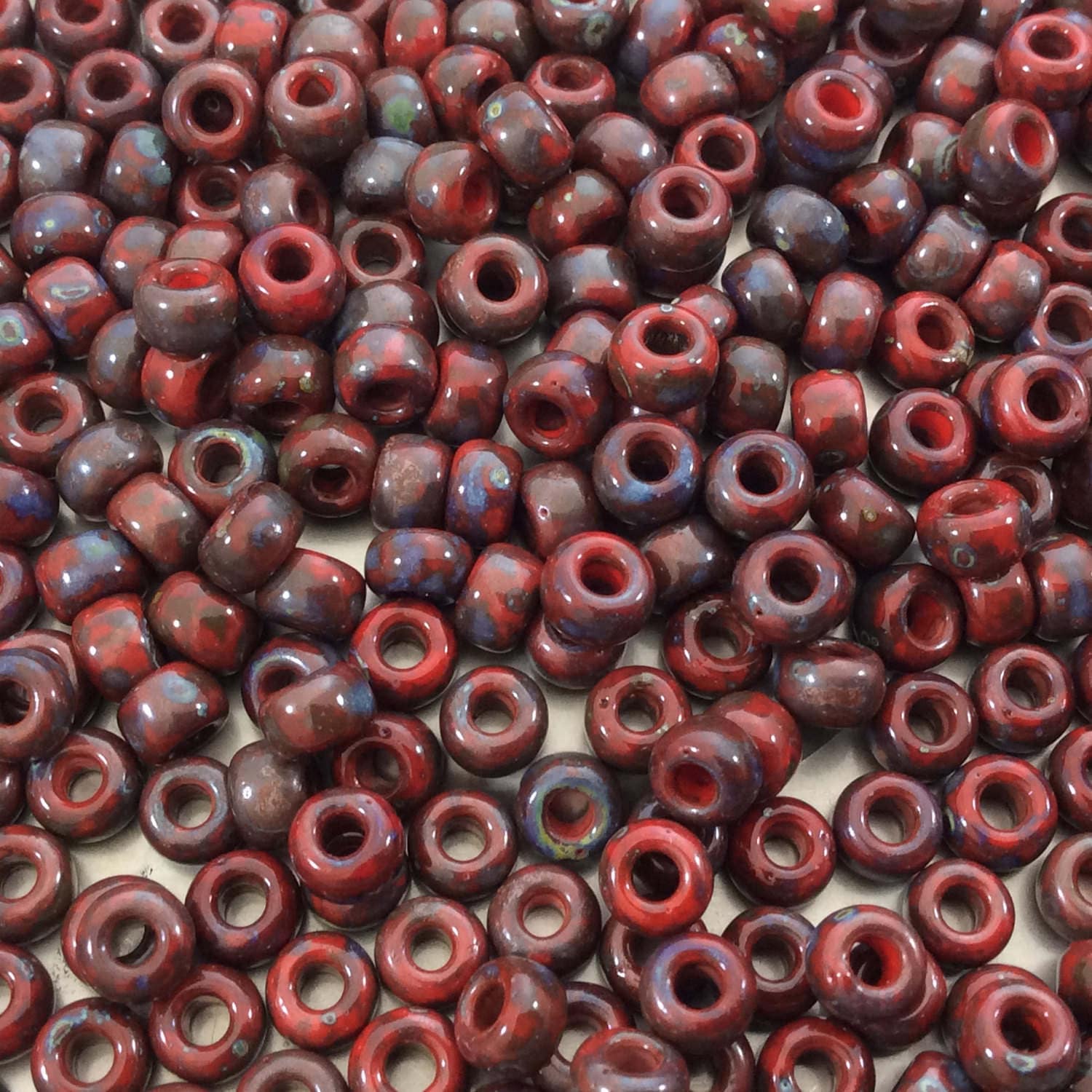 Size 6/0 Opaque Matte Picasso Red Garnet Genuine Miyuki Glass Seed Beads - Sold by 20 Gram Tubes (Approx. 200 Beads per Tube) - (6-94513)