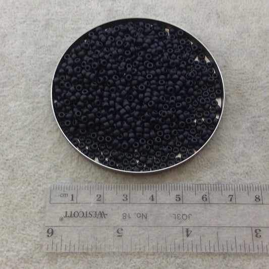 Size 8/0 Matte Finish Opaque Jet Black Genuine Miyuki Glass Seed Beads - Sold by 22 Gram Tubes (Approx. 900 Beads per Tube) - (8-9401F)