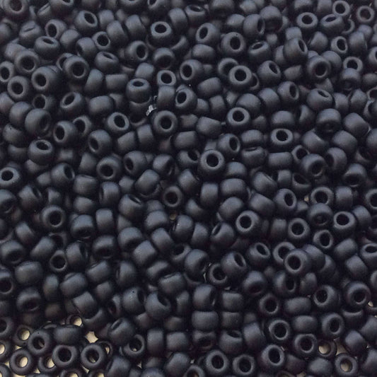 Size 8/0 Matte Finish Opaque Jet Black Genuine Miyuki Glass Seed Beads - Sold by 22 Gram Tubes (Approx. 900 Beads per Tube) - (8-9401F)