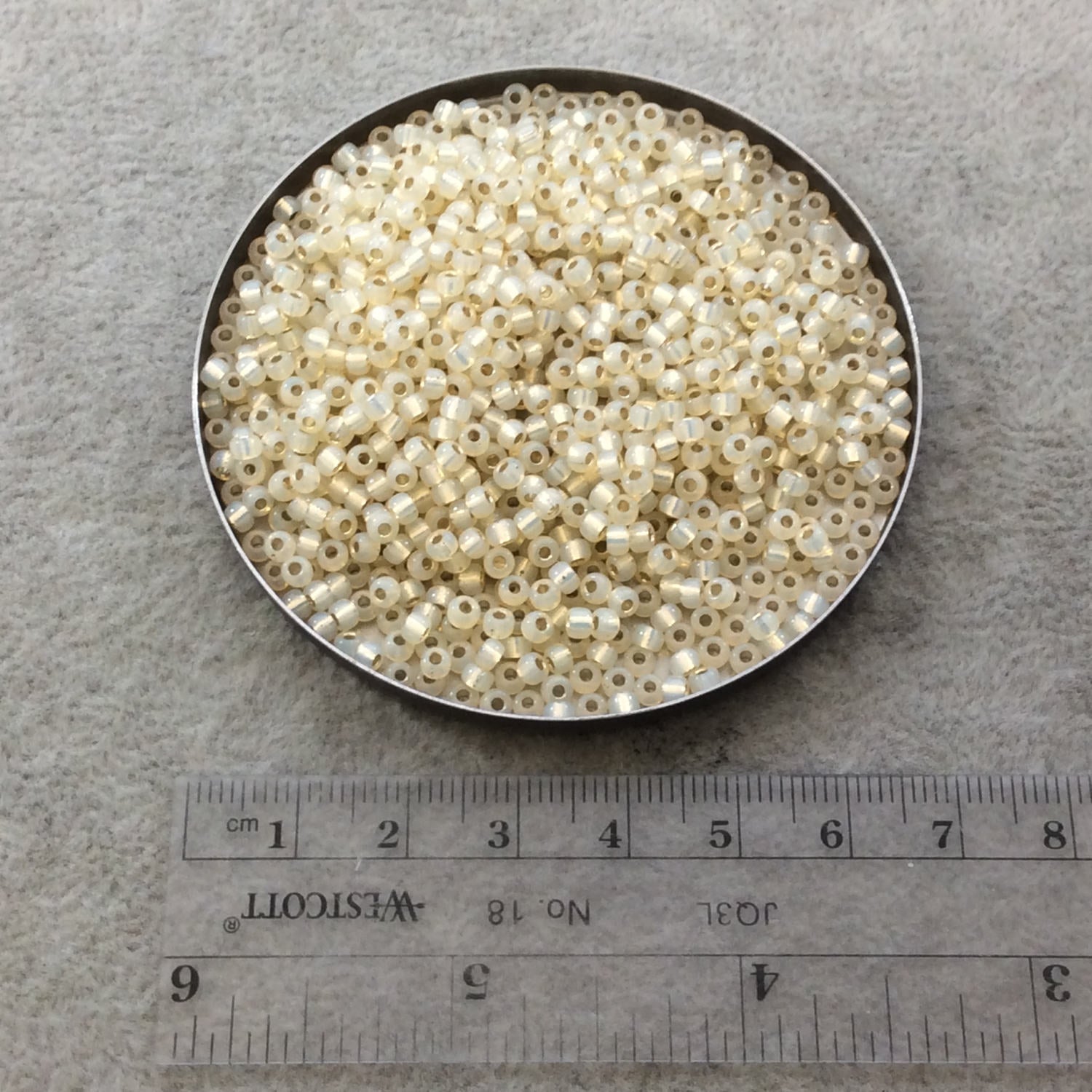 Size 8/0 Silver Lined Alabaster Cream Genuine Miyuki Glass Seed Beads - Sold by 22 Gram Tubes (Approx. 900 Beads per Tube) - (8-9577)