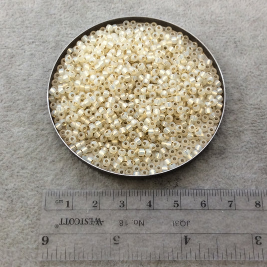 Size 8/0 Silver Lined Alabaster Cream Genuine Miyuki Glass Seed Beads - Sold by 22 Gram Tubes (Approx. 900 Beads per Tube) - (8-9577)