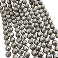 10mm Faceted Natural Metallic Pyrite Round/Ball Shaped Beads with 1mm Holes - Sold by 15.5" Strands (Approx. 40 Beads) - Quality Gemstone