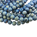 10mm Matte Finish Premium Light Blue/Gold Druzy Agate Round/Ball Shaped Beads with 1mm Holes - Sold by 15.5" Strands (Approx. 40 Beads)