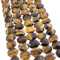 10mm x 14mm High Quality Natural Metallic Tiger Eye Faceted Flat Octagon Shaped Beads with 1mm Holes - Sold by 7.5" Half Strands (16 Beads)