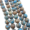14mm Glossy Finish Enhanced "Blue Sky" Calsilica Jasper Round/Ball Shaped Beads with 1mm Holes - Sold by 15.25" Strands (Approx. 28 Beads)