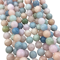 12mm Glossy Finish Natural Multicolor Pastel Morganite Round/Ball Shaped Beads with 1mm Holes - Sold by 15.75" Strands (Approx. 34 Beads)