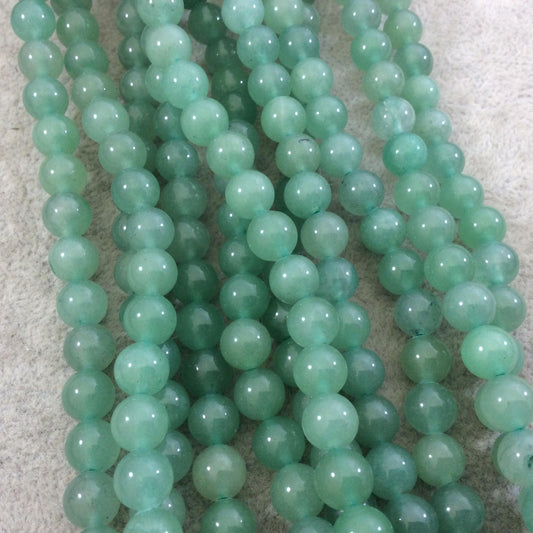 8mm Smooth Finish Natural Light Green Aventurine Round/Ball Shaped Beads with 1mm Holes - Sold by 15" Strands (Approximately 47 Beads)