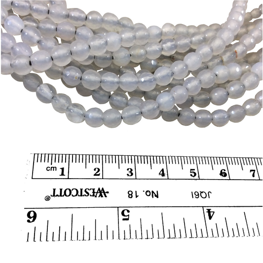 Natural White Agate Smooth Glossy Round/Ball Shaped Beads With 1.5mm Holes - 7" Strand - LARGE HOLE BEADS