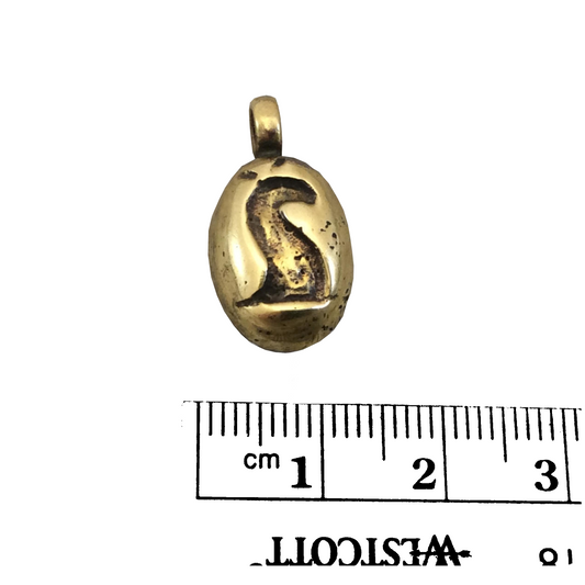 11mm x 15mm Oxidized Gold Plated Rustic Cast Llama Head Icon Copper Oval Shaped Pendant w/ Attached Ring  - Sold Individually (K-47)