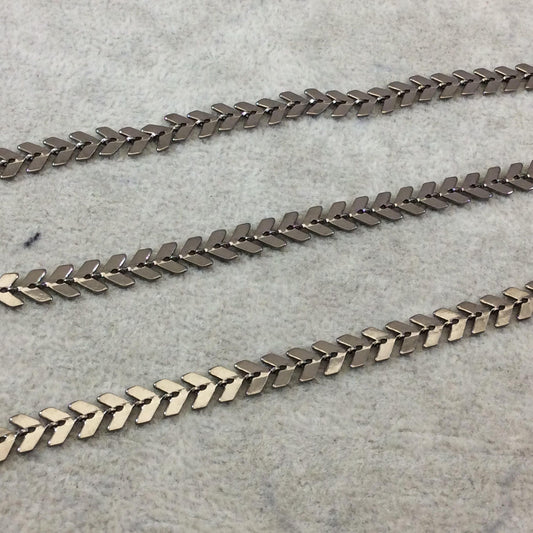 Chevron Link Chain - Gold Silver Gunmetal Plated Copper 6mmx5mm Chevron Links With Central Hole - Sold By the Foot
