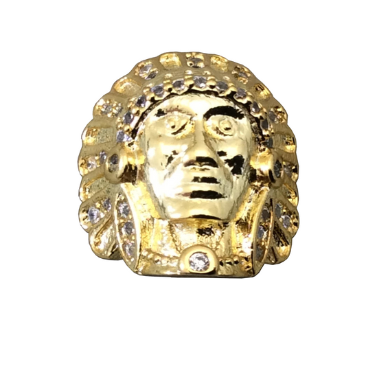 CZ Native American Chief Bead: 13mm x 15mm with White/Black CZ Accent, Available in Gold, Silver, Rose Gold, and Gunmetal