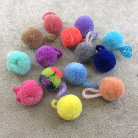 20mm Yarn Puff Balls with Loops, 12 pc Pack