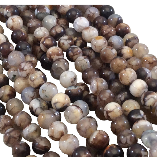 6mm Black Brown Mottled Agate Beads
