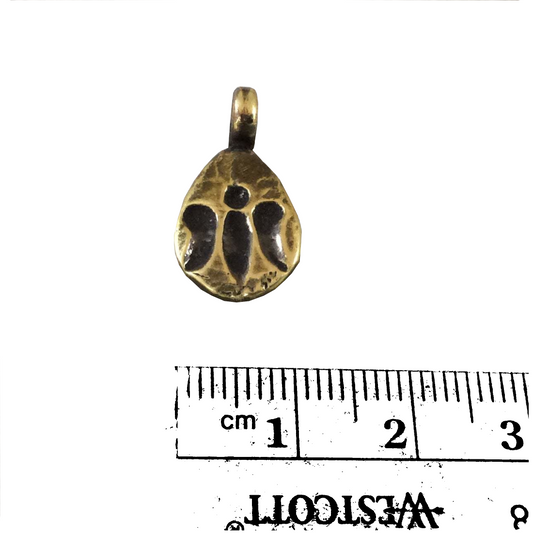 10mm x 15mm Oxidized Gold Plated Rustic Cast Hovering Butterfly Icon Copper Teardrop Shape Pendant W Attached Ring  - Sold Per Each (K-97)