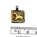 16mm x 16mm Oxidized Gold Plated Rustic Cast Odd Duck-Horse Icon Copper Square Shaped Pendant w/ Attached Ring  - Sold Individually (K-26)