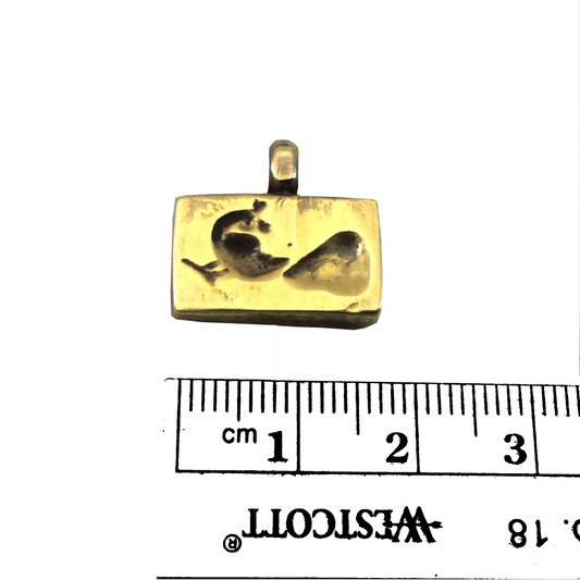12mm x 16mm Oxidized Gold Plated Rustic Cast Tilted Peacock Icon Copper Rectangle Shape Pendant w/ Attached Ring  - Sold Individually (K-86)