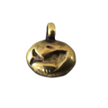 11mm x 16mm Oxidized Gold Plated Rustic Cast Swimming Fish Icon Copper Oval Shape Pendant W Attached Ring  - Sold Individually (K-98)