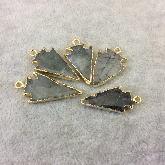 Quartz Pendant | Arrowhead Electroplated Gemstone Pendant | White and Blue Rutilated Quartz