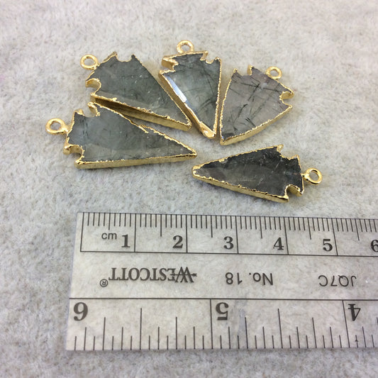 Quartz Pendant | Arrowhead Electroplated Gemstone Pendant | White and Blue Rutilated Quartz