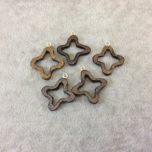 Bone Pendant And Connector | 23mm Open Quatrefoil Shape Ox Bone Focal Pendant And Connector | Bone Charm