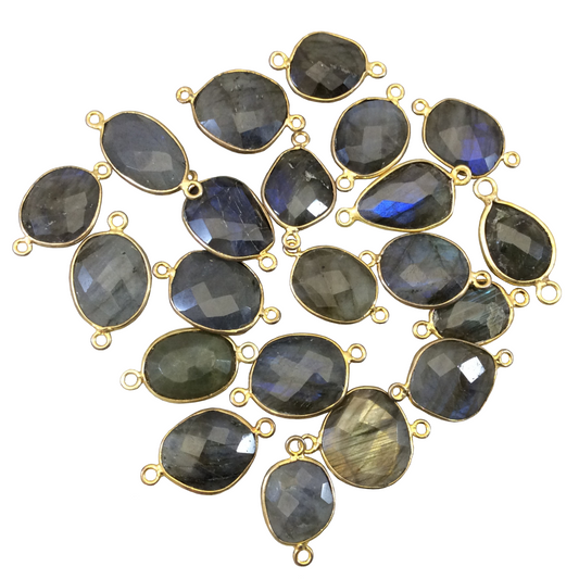 Labradorite Bezel | Gold Finish Freeform Shaped Plated Copper Connector Component - Measures 12-15mm x 14x18mm - Sold Individually at Random