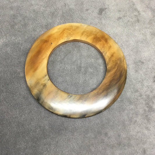 Opaque Mixed Brown Open Ring Shaped Lightweight Horn Pendant/Component