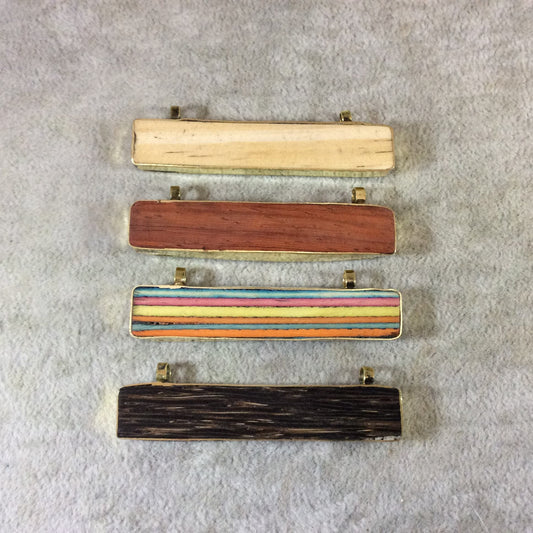 Natural Wood Bar Shaped Pendant - 61mm x 12mm Approximately  - Sold Individually