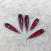 Red Quartz Bezel | Large Sterling Silver Finish Faceted Spike Opaque Pendant Component ~ 10mm x 35 - 40mm - Sold Per Each