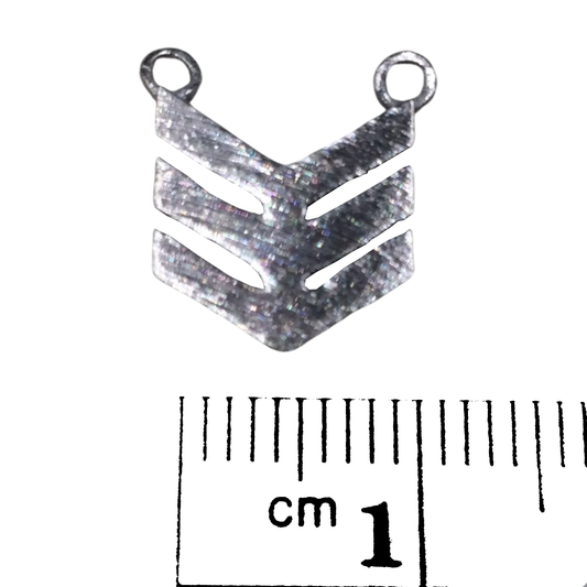 11mm x 11mm Gunmetal Brushed Finish Chevron Shaped Plated Copper Components with 2 Rings - Sold in Pre-Counted Packs of 10 Pieces - (448-GM)