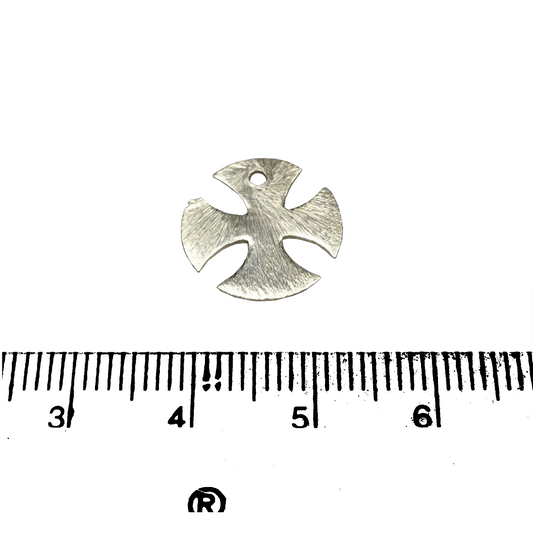 14mm x 14mm Gold Plated Copper Solid Maltese/Rounded Cross Symbol Shaped Pendant Blank Components - Sold in Packs of 10 Pieces
