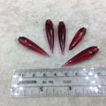 Red Quartz Bezel | Large Sterling Silver Finish Faceted Spike Opaque Pendant Component ~ 10mm x 35 - 40mm - Sold Per Each