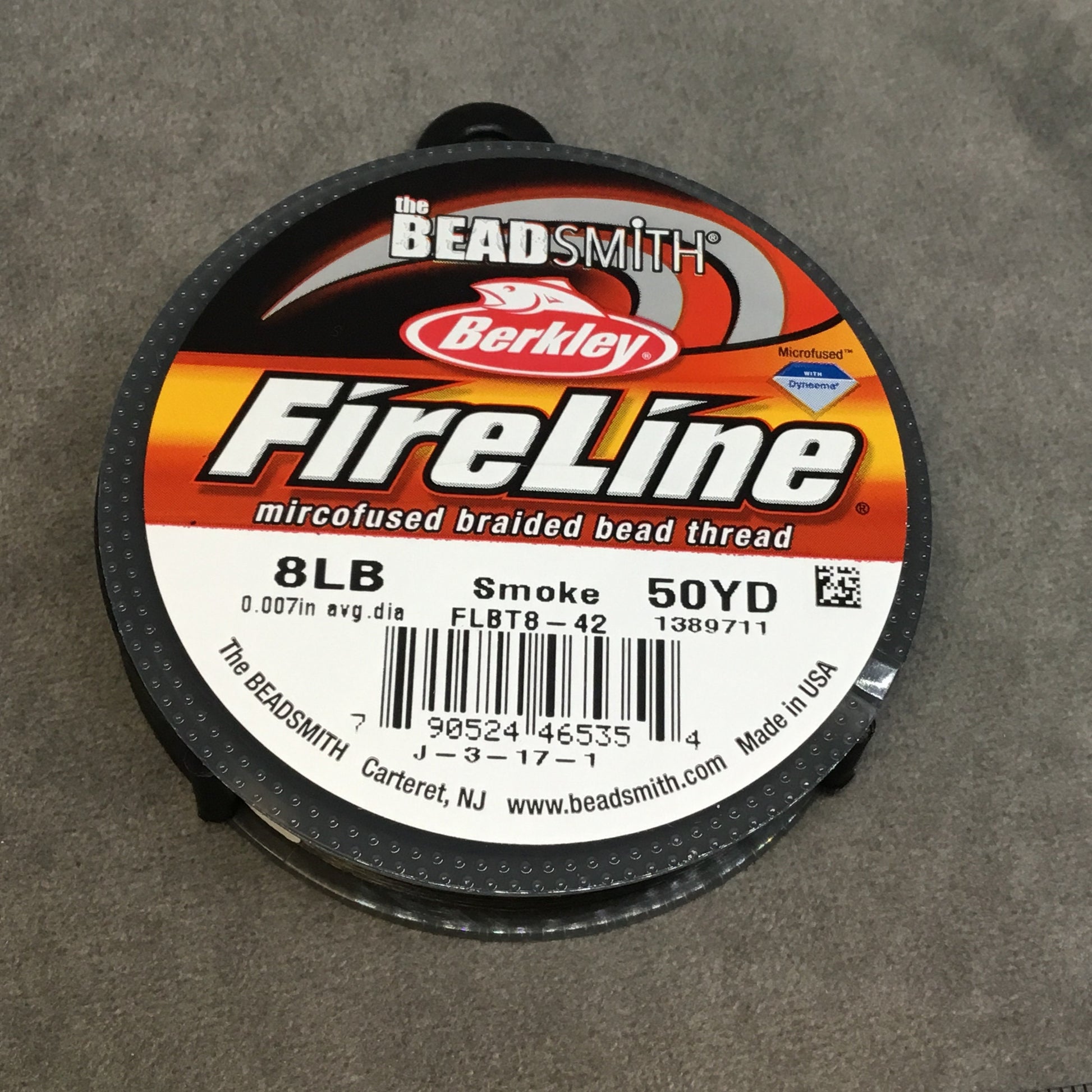 50 Yard Spool of 8lb. Smoke (Gray) Colored Fireline® Braided Beading Thread, Beadsmith/Berkley® Branded - 0.18mm/0.007" Diameter, Approx.