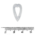12mm x 25mm Small Silver Brushed Plated Copper Thick open Heart Shaped Un-drilled Components - Sold in Packs of 10 (498-SV)