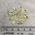 14k Gold Vermeil Labradorite Bezel for Non Tarnish Jewelry - 5mm Round Bracelet Link - Tiny Connectors - Bulk Lot of Six