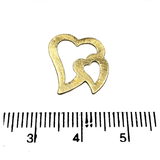 15mm x 16mm Small Gold Brushed Plated Copper Open Double Heart Shaped Undrilled Components - Sold in Packs of 10 (497-GD)