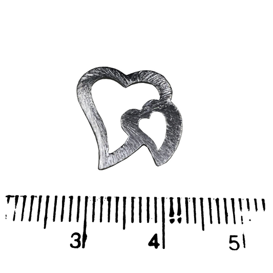 15mm x 16mm Small Gunmetal Brushed Plated Copper Open Double Heart Shaped Components - Sold in Packs of 10 (497-GM)
