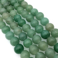 12mm Natural Green Aventurine Glossy Finish Round/Ball Shaped Beads with 4mm Holes - 7.75" Strand (Approx. 17 Beads) - LARGE HOLE BEADS