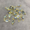 Labradorite Bezel | Gold Sterling Silver Pointed Cut Stone Faceted Oval Shaped Connectors - Measuring 5mm x 7mm BULK LOT - Pack of Six (6)