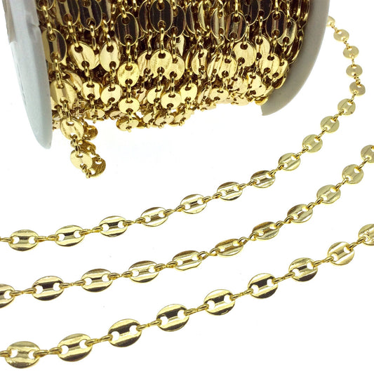 Oval Link Chain - 8mm Oval With Connectors - Sold By the Foot- Gold, Silver, Bronze, Gunmetal Chain