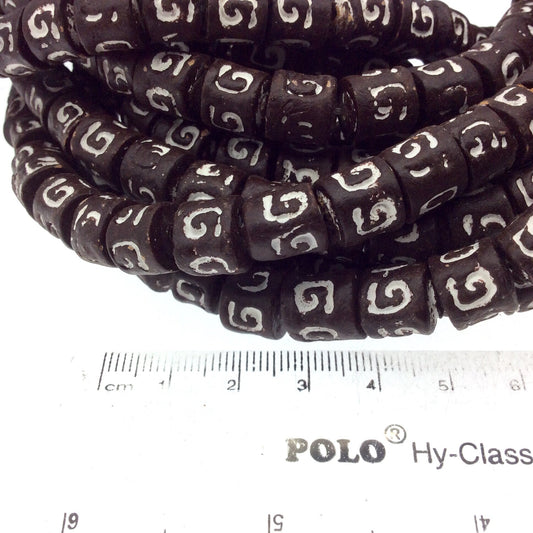 Barrel Beads | African Handmade Clay Beads | Artistic Clay Beads | Tube Beads | Carved Beads