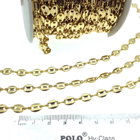 Oval Link Chain - 8mm Oval With Connectors - Sold By the Foot- Gold, Silver, Bronze, Gunmetal Chain