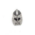 10mm x 20mm Silver Plated Cubic Zirconia Spartan Helmet Shaped Bead with Black Inlaid CZ