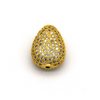 10mm x 13mm Gold Plated White CZ Cubic Zirconia Inlaid Puffed Teardrop/Heart Shaped Copper Bead