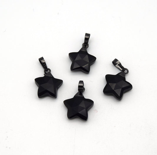 12mm x 12mm Amethyst Faceted Star Shaped Pendant Component with Gunmetal Bail