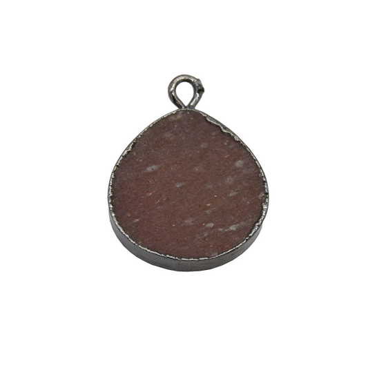 14mm x 15mm Gunmetal Plated Flat Teardrop/Heart Shaped Peach Moonstone Pendant - Sold Individually