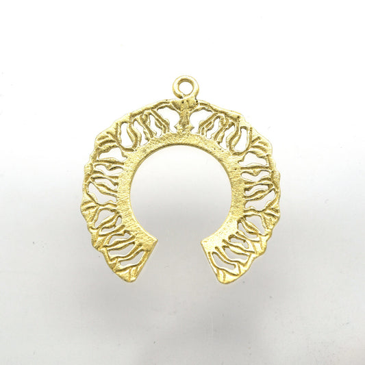 35mm x 35mm Gold Plated Symmetrical Cut-Out Downward "C" Shaped Charm/Pendant - Sold Individually